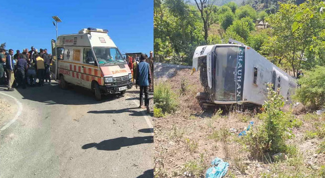 नरेंद्रनगर के पास गुजरात के श्रद्धालुओं की बस गिरी, 5 की मौत, कई घायल